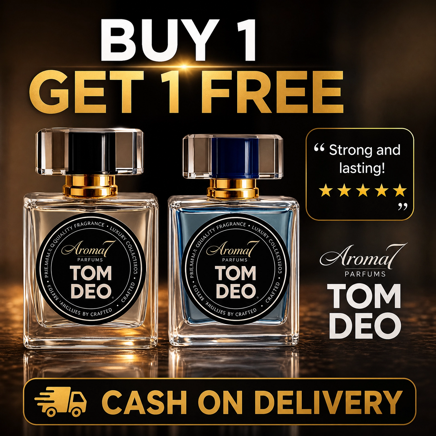Aroma7 TOM DEO: Premium Quality Fragrance - Luxury Collection Perfume for Men - Buy 1 Get 1 Free